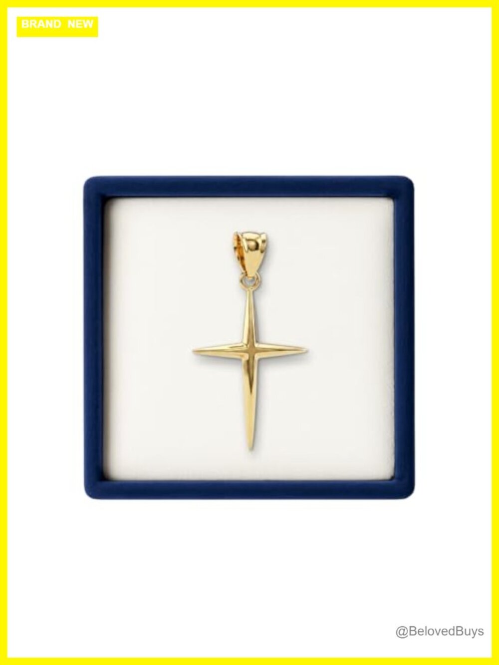 14K Yellow Gold Cross Pendant Double-Bonded Slim Unisex Necklace